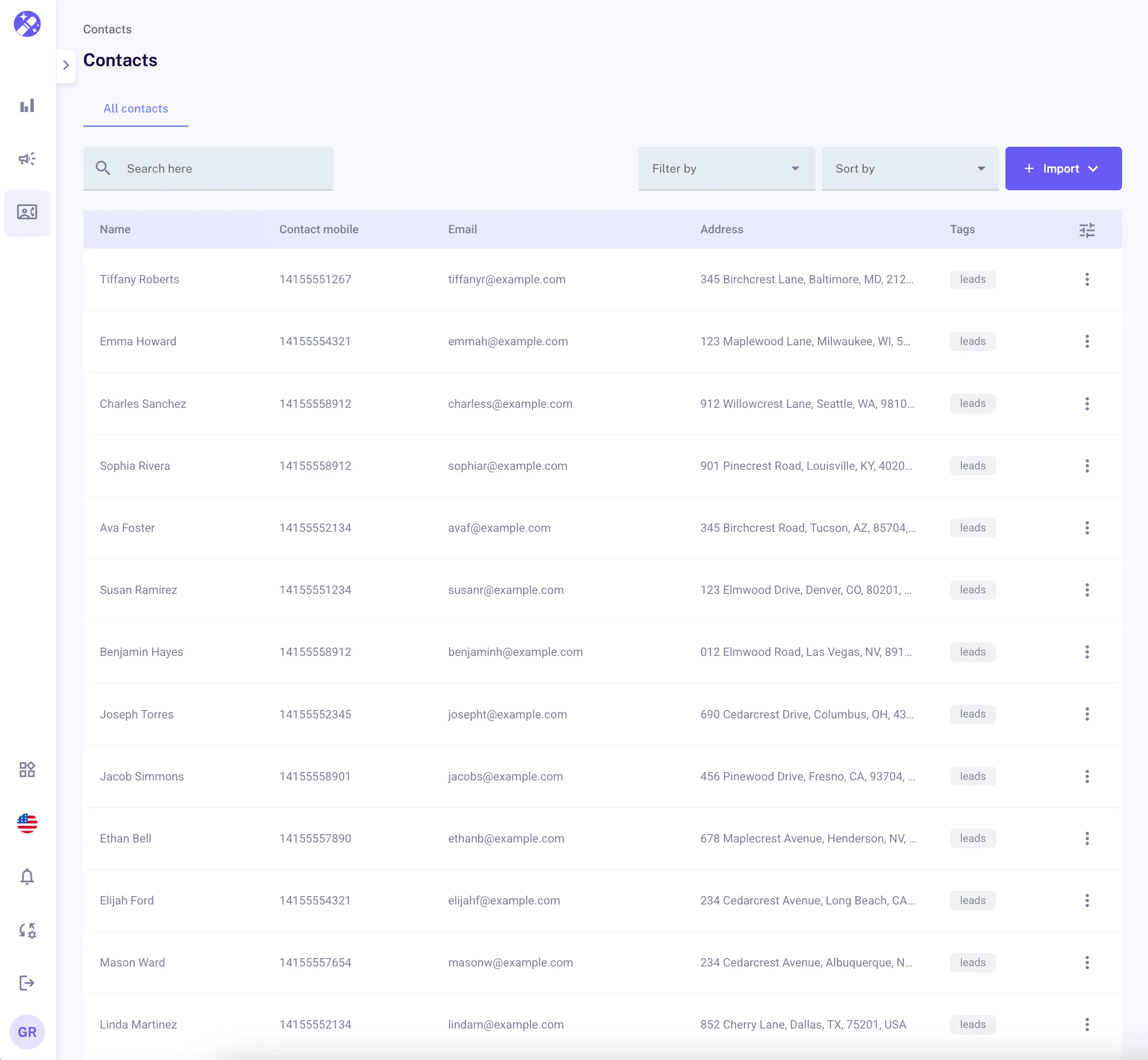 Contact directory in Spellty Campaigns